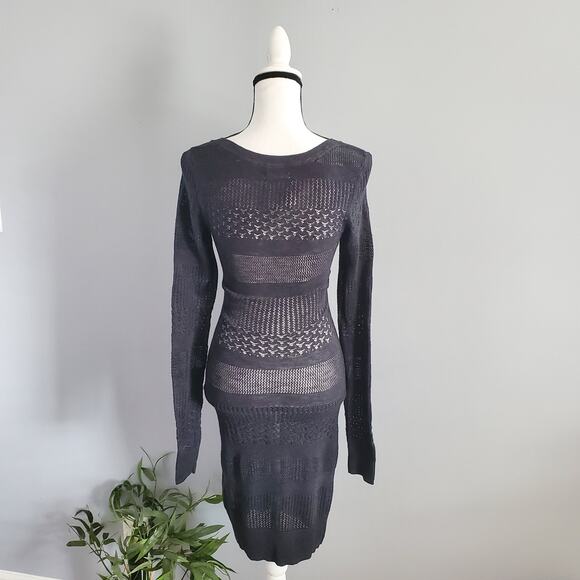 Aeropostale Gray Long Lightweight Open Knit Pullover Sweater M - Picture 2 of 7